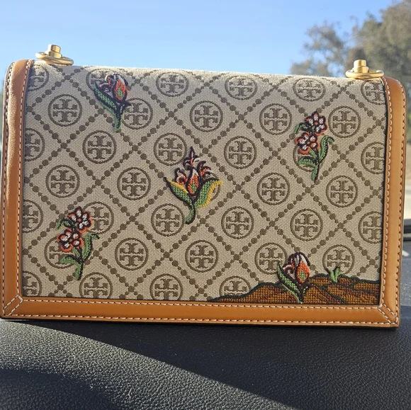 Tory Burch RARE! RARE!🔥🔥 Women's T Monogram Jacquard Embroidered Shoulder Bag - Picture 3 of 9